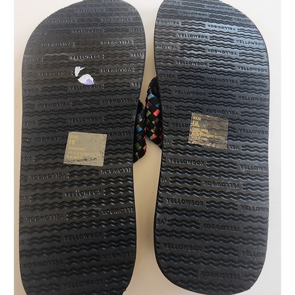Yellow Box Soleil Black Multi Color Woven Strap Flip Flops Sandals Womens 8M - Picture 4 of 7